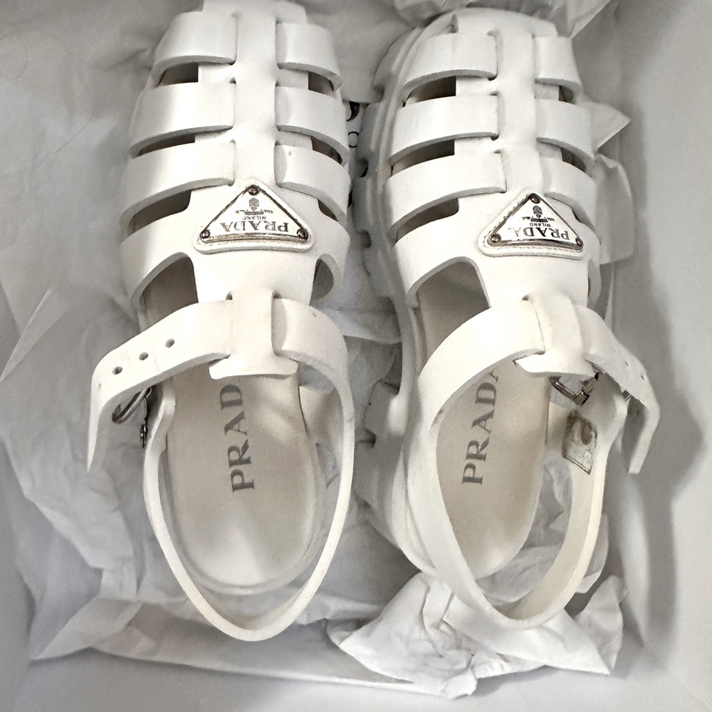 Prada Monolith Fisherman Sandal (Women) size 6. White